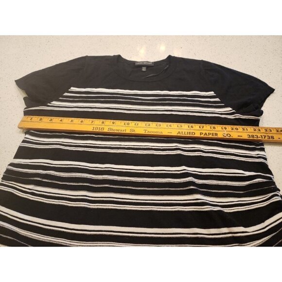 lane bryant 18 20 short sleeve Sweater Black White Stripes Slimming Ruching - Picture 5 of 7